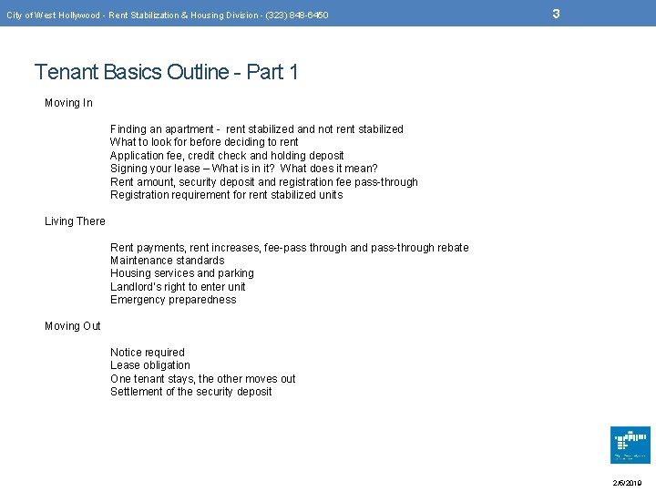 City of West Hollywood - Rent Stabilization & Housing Division - (323) 848 -6450