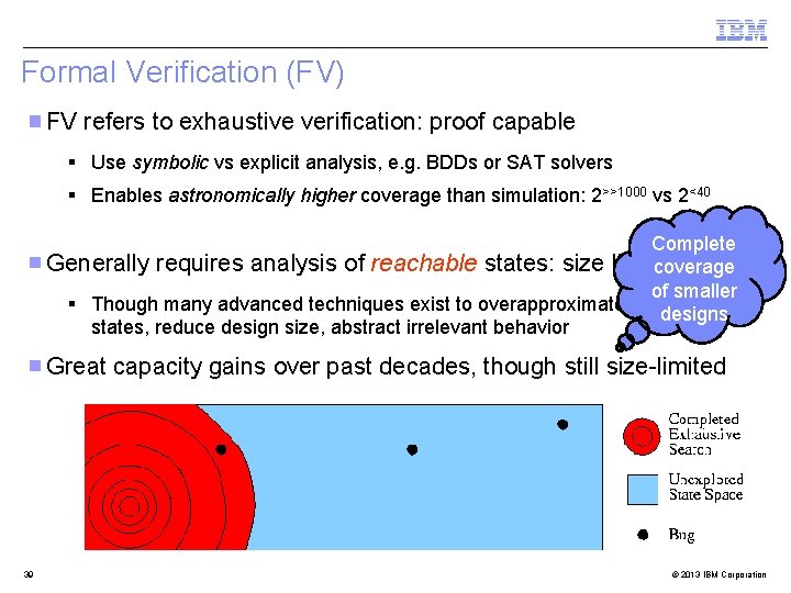 Formal Verification (FV) FV refers to exhaustive verification: proof capable § Use symbolic vs