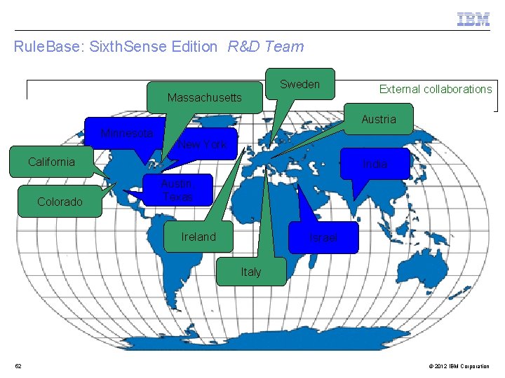 Rule. Base: Sixth. Sense Edition R&D Team Sweden Massachusetts External collaborations Austria Minnesota New