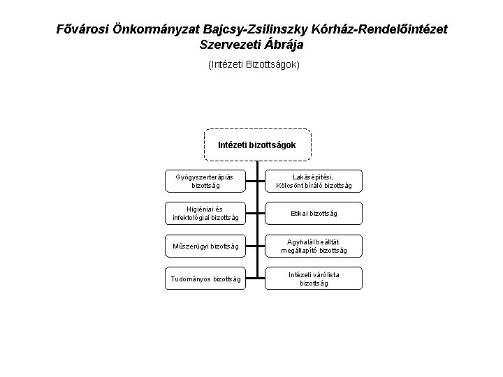 Fővárosi Önkormányzat Bajcsy-Zsilinszky Kórház-Rendelőintézet Szervezeti Ábrája (Intézeti Bizottságok) Intézeti bizottságok Gyógyszerterápiás bizottság Lakásépítési, Kölcsönt