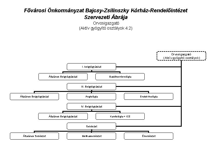 Fővárosi Önkormányzat Bajcsy-Zsilinszky Kórház-Rendelőintézet Szervezeti Ábrája Orvosigazgató (Aktív gyógyító osztályok 4. 2) Orvosigazgató (Aktív