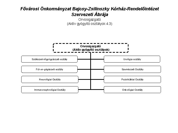 Fővárosi Önkormányzat Bajcsy-Zsilinszky Kórház-Rendelőintézet Szervezeti Ábrája Orvosigazgató (Aktív gyógyító osztályok 4. 3) Orvosigazgató (Aktív
