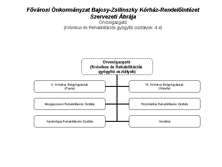 Fővárosi Önkormányzat Bajcsy-Zsilinszky Kórház-Rendelőintézet Szervezeti Ábrája Orvosigazgató (Krónikus és Rehabilitációs gyógyító osztályok 4. 4)