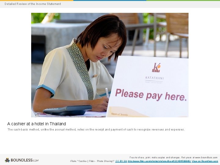 Detailed Review of the Income Statement A cashier at a hotel in Thailand The