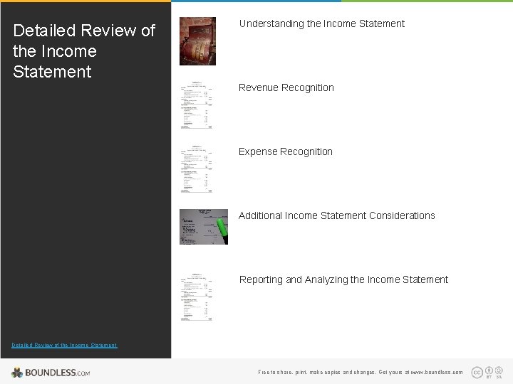 Detailed Review of the Income Statement Understanding the Income Statement Revenue Recognition Expense Recognition