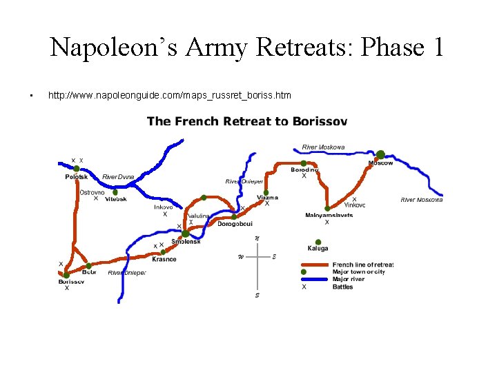Napoleon’s Army Retreats: Phase 1 • http: //www. napoleonguide. com/maps_russret_boriss. htm 