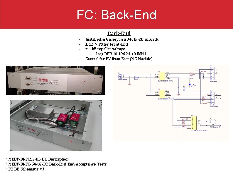 FC: Back-End - Installed in Gallery in a 84 HP-2 U subrack ± 12