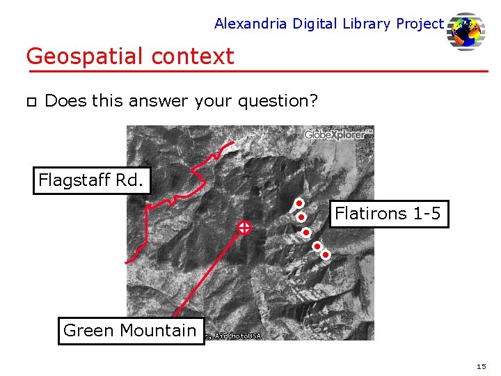 Alexandria Digital Library Project Geospatial context o Does this answer your question? Flagstaff Rd.