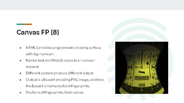 Canvas FP [8] ● HTML 5 provides programmatic drawing surface, with tag <canvas>. ●