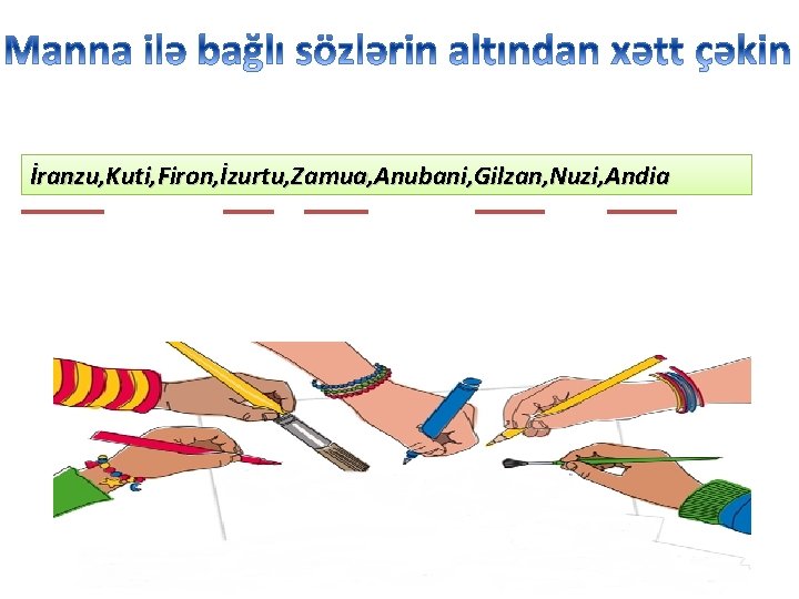 İranzu, Kuti, Firon, İzurtu, Zamua, Anubani, Gilzan, Nuzi, Andia 