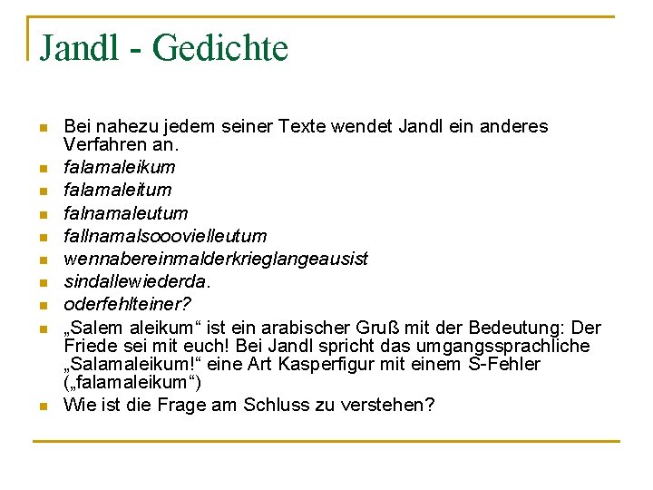 Jandl - Gedichte n n n n n Bei nahezu jedem seiner Texte wendet