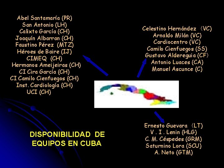 　　　　Abel Santamaría (PR) 　　　　San Antonio (LH) 　　　　Calixto García (CH) 　　　　Joaquín Albarran (CH) 　　　　Faustino Pérez