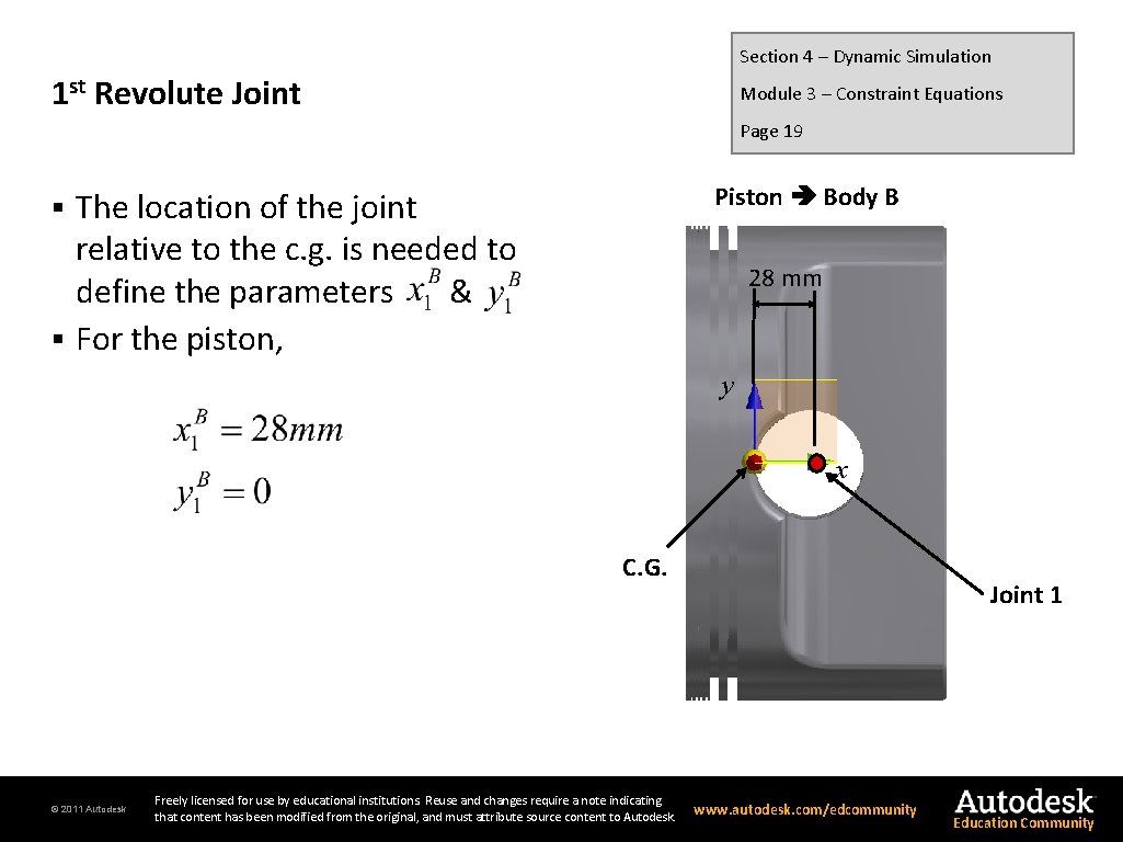 Section 4 – Dynamic Simulation 1 st Revolute Joint Module 3 – Constraint Equations