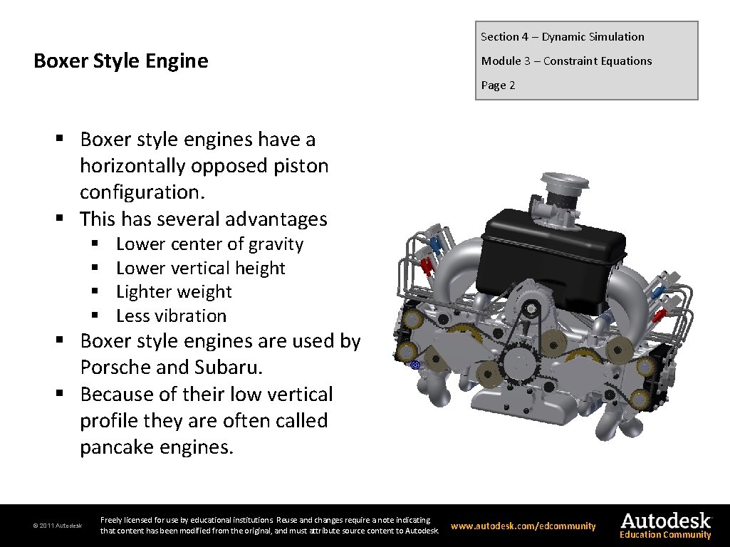 Section 4 – Dynamic Simulation Boxer Style Engine Module 3 – Constraint Equations Page