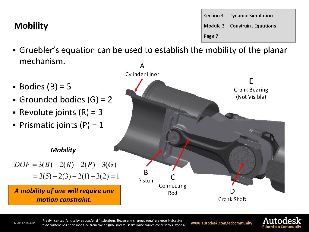Section 4 – Dynamic Simulation Mobility Module 3 – Constraint Equations Page 7 §