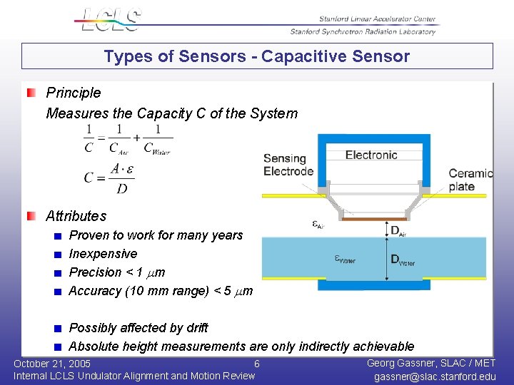 Types of Sensors - Capacitive Sensor Principle Measures the Capacity C of the System