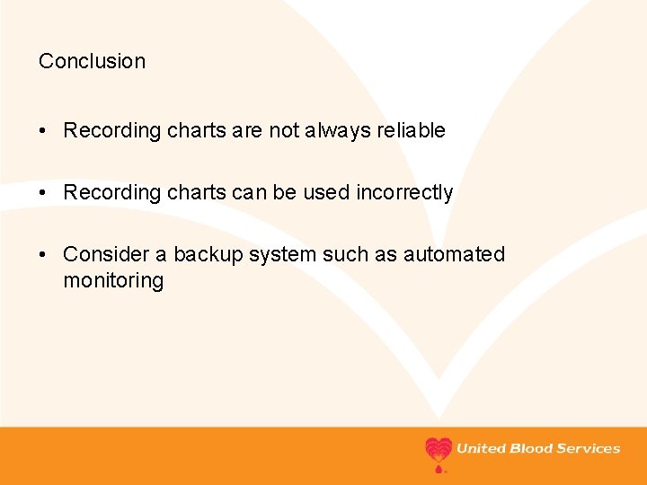 Conclusion • Recording charts are not always reliable • Recording charts can be used