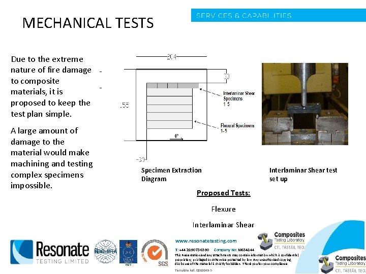 MECHANICAL TESTS Due to the extreme nature of fire damage to composite materials, it