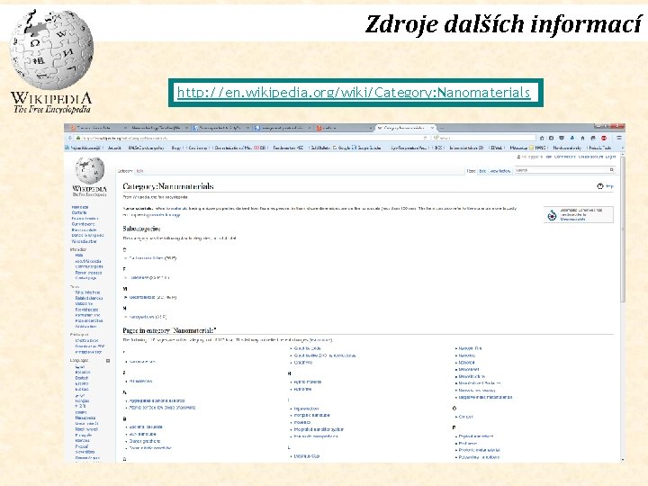 Zdroje dalších informací http: //en. wikipedia. org/wiki/Category: Nanomaterials 