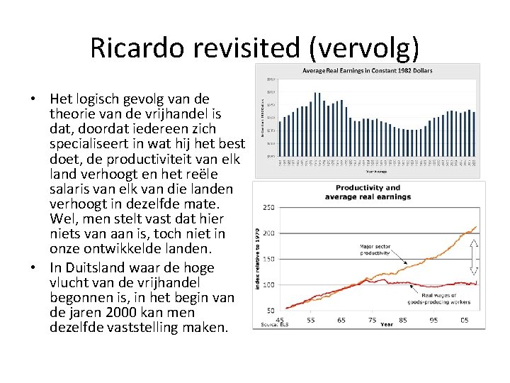 Ricardo revisited (vervolg) • Het logisch gevolg van de theorie van de vrijhandel is