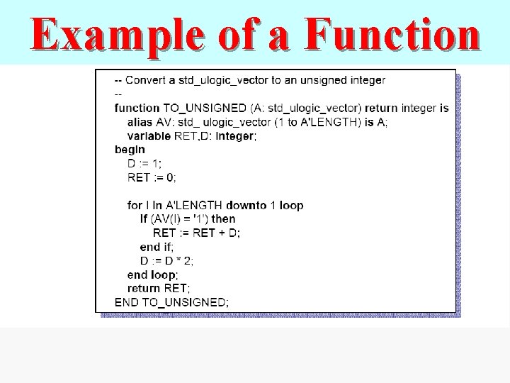 Example of a Function 