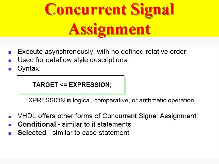 Concurrent Signal Assignment 