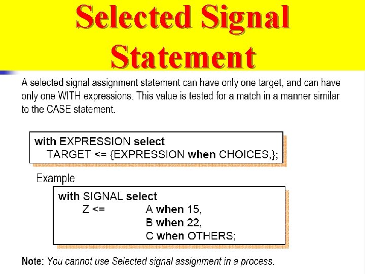 Selected Signal Statement 