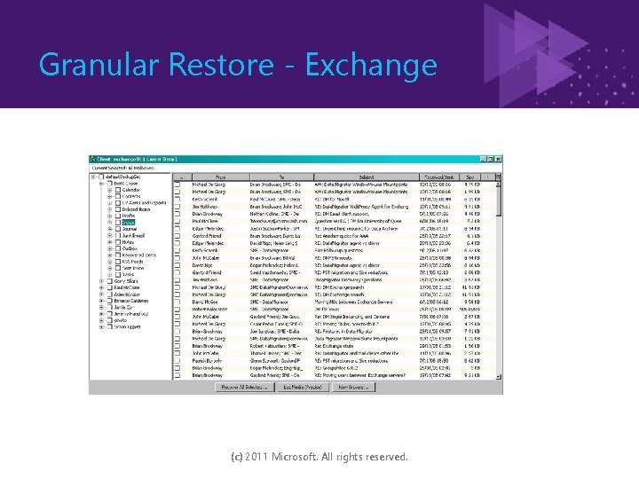 Granular Restore - Exchange (c) 2011 Microsoft. All rights reserved. 