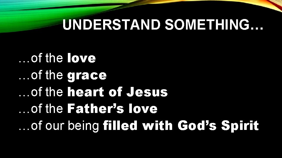 UNDERSTAND SOMETHING… …of the love …of the grace …of the heart of Jesus …of