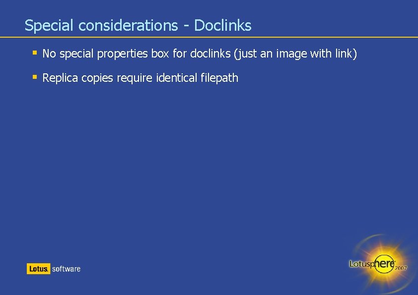 Special considerations - Doclinks § No special properties box for doclinks (just an image