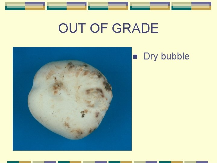 OUT OF GRADE n Dry bubble 