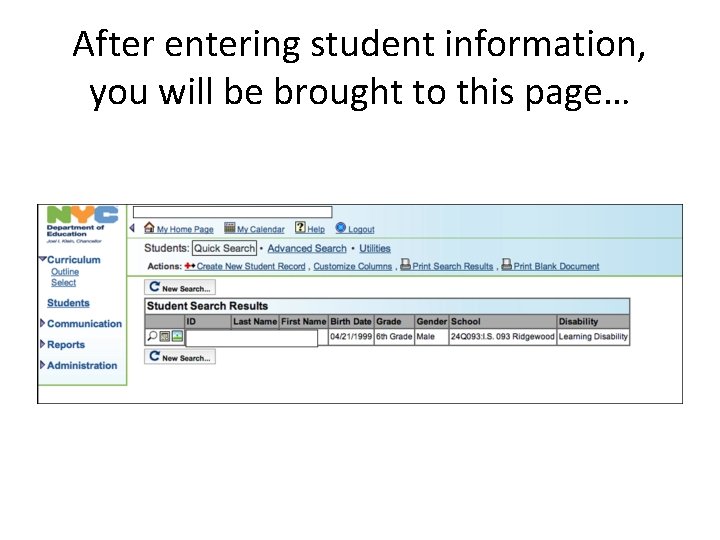 After entering student information, you will be brought to this page… 