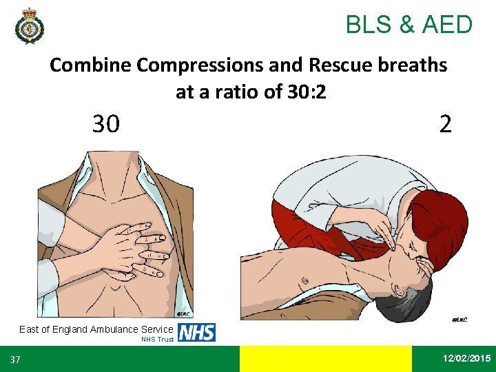 BLS & AED Combine Compressions and Rescue breaths at a ratio of 30: 2