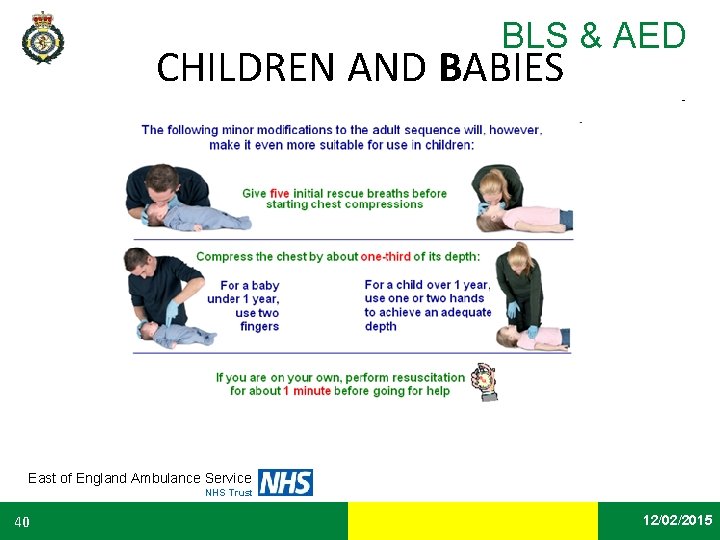 BLS & AED CHILDREN AND BABIES East of England Ambulance Service NHS Trust 40
