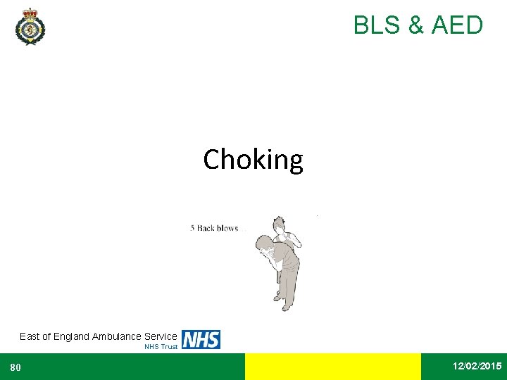 BLS & AED Choking East of England Ambulance Service NHS Trust 80 Date 12/02/2015