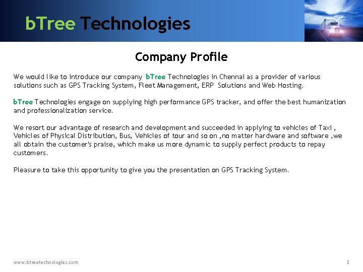 b. Tree Technologies Company Profile We would like to introduce our company b. Tree
