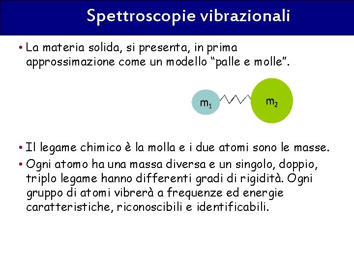 Spettroscopie vibrazionali • La materia solida, si presenta, in prima approssimazione come un modello