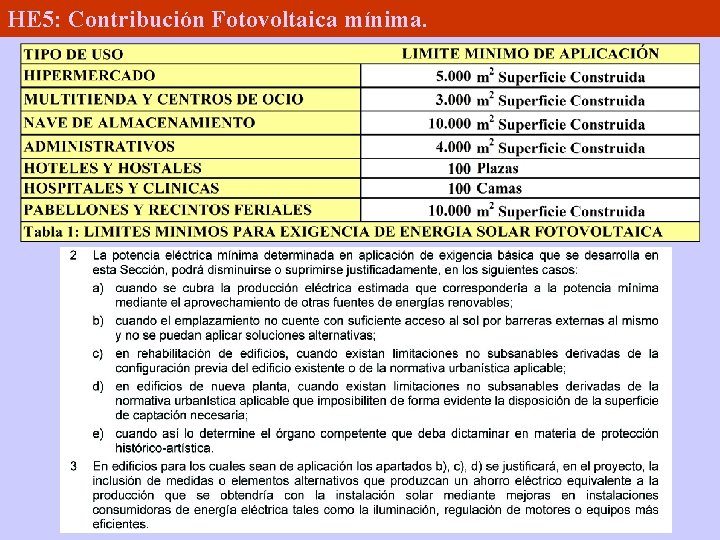 HE 5: Contribución Fotovoltaica mínima. 