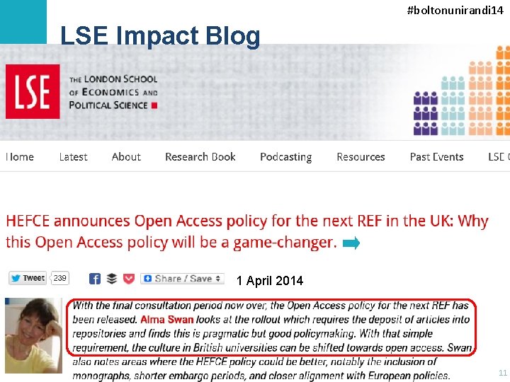 #boltonunirandi 14 LSE Impact Blog LSE Impact blog post, http: //blogs. lse. ac. uk/impactofsocialsciences/2014/04/0