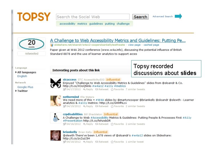 Topsy & Discussion About Slides Topsy recorded discussions about slides 29 
