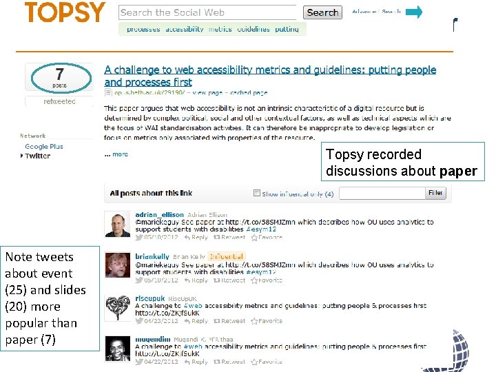 Topsy & Discussion About Paper Topsy recorded discussions about paper Note tweets about event