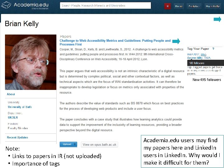 Now 495 followers Academia. edu Note: • Links to papers in IR (not uploaded)