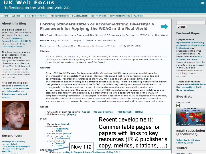 Commentable Pages on Blog 37 Now 112 Recent development: Commentable pages for papers with
