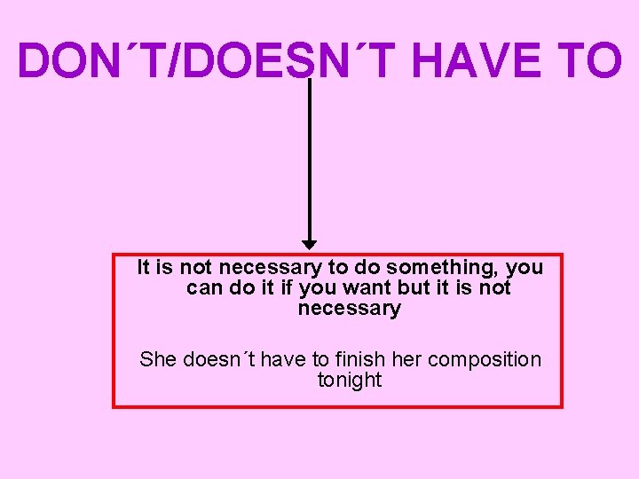 DON´T/DOESN´T HAVE TO It is not necessary to do something, you can do it