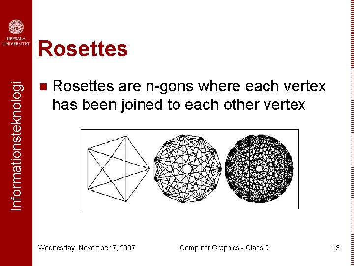 Informationsteknologi Rosettes n Rosettes are n-gons where each vertex has been joined to each