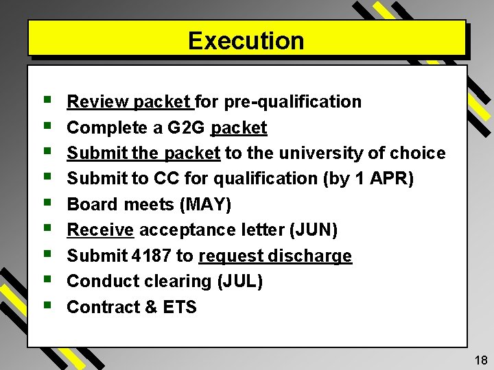 Execution § § § § § Review packet for pre-qualification Complete a G 2