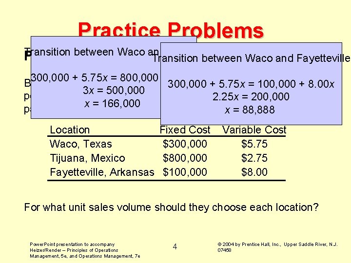 Practice Problems Transition Waco and Tijuana Problembetween 2: Transition between Waco and Fayetteville 300,
