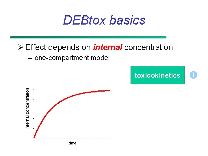 DEBtox basics Ø Effect depends on internal concentration – one-compartment model toxicokinetics 