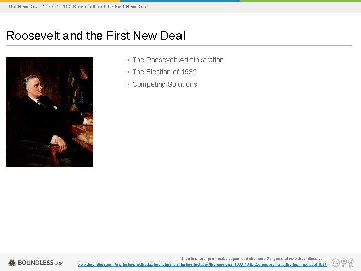 The New Deal: 1933– 1940 > Roosevelt and the First New Deal • The