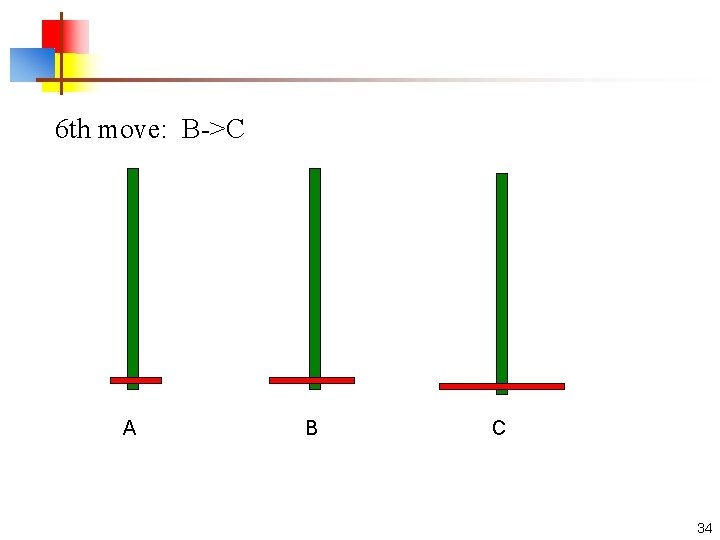 6 th move: B->C A B C 34 